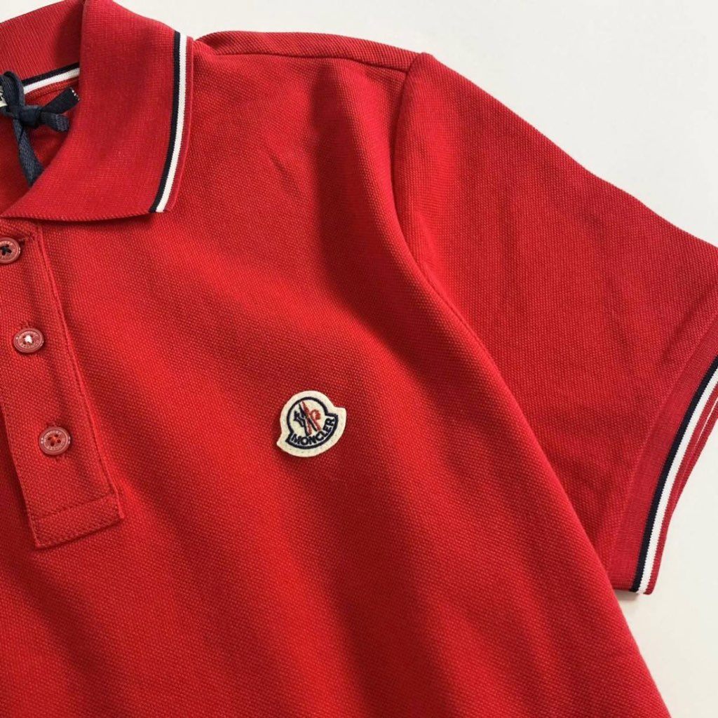 6e19-17 未使用 タグ付☆MONCLER モンクレール ロゴワッペンポロシャツ サイズS レッド MAGLIA POLO MANICA C マリアポロマニカ メンズ