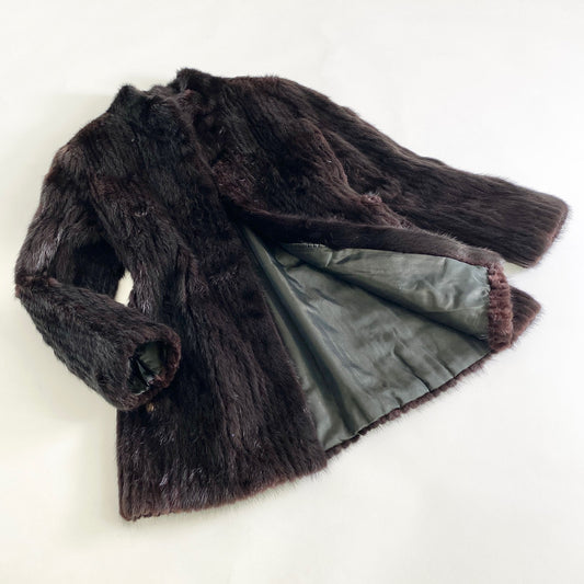 14L25《本毛皮》ミROTINY ミンクファー ミンクコート 毛皮コート 9号 ブラック レディース MINK FUR