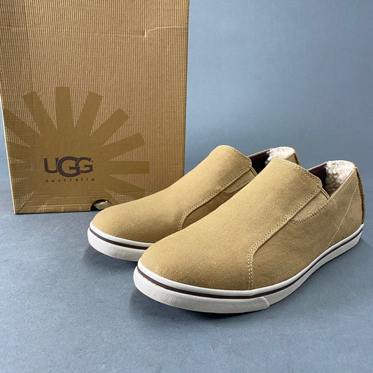 3L23 UGG アグ M BRACKEN CANVAS スリッポン スニーカー 27cm ベージュ キャンバス シューズ ボア レザー 箱有り