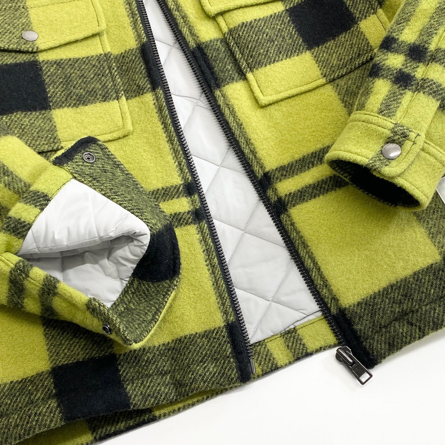 49k13《極美品》STUSSY × WOOLRICH ステューシー ウールリッチ コラボ Plaid Workshirt ウールジャケット ブルゾン USA(S) グリーン