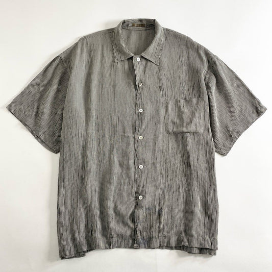 53c9 Y's for men ワイズフォーメン ドロップショルダー 半袖シャツ ブラック ホワイト チェック柄 Yohji yamamoto ヨウジヤマモト