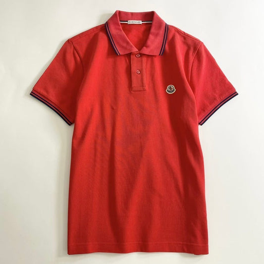 7e19-13 タグ付 MONCLER モンクレール ロゴワッペンポロシャツ サイズS レッド MAGLIA POLO MANICA C マリアポロマニカ メンズ 半袖 春夏