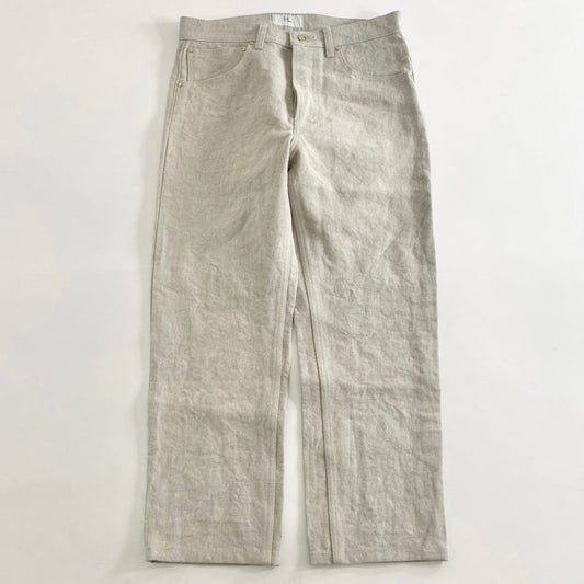 53i12 《美品》 HERILL ヘリル 生成リネンパンツ サイズ0 ベージュ メンズ ボトムス LINEN PANTS 春夏 日本製 麻 ナチュラル