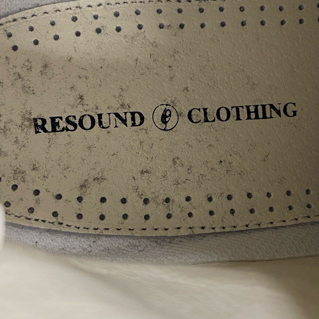 1b28 RESOUND CLOTHING リサウンドクロージング タグ付 チャッカーブーツ シューズ Mサイズ ホワイト グレー レザー 牛革