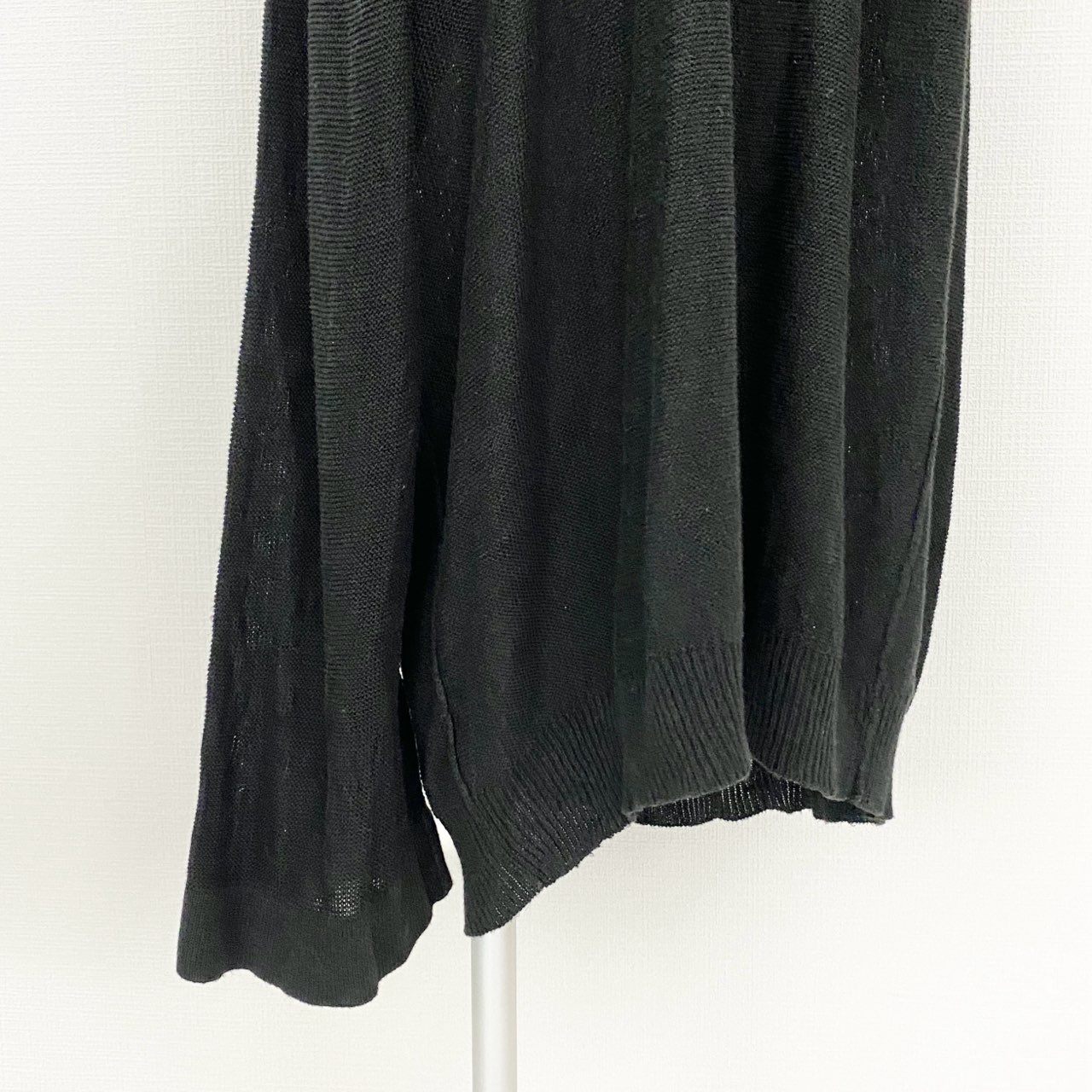 47C13 Y's ワイズ リネン混 サマーニット 変形ロングスカート 巻きスカート 3 ブラック レディース デザイナーズ ヨウジヤマモト