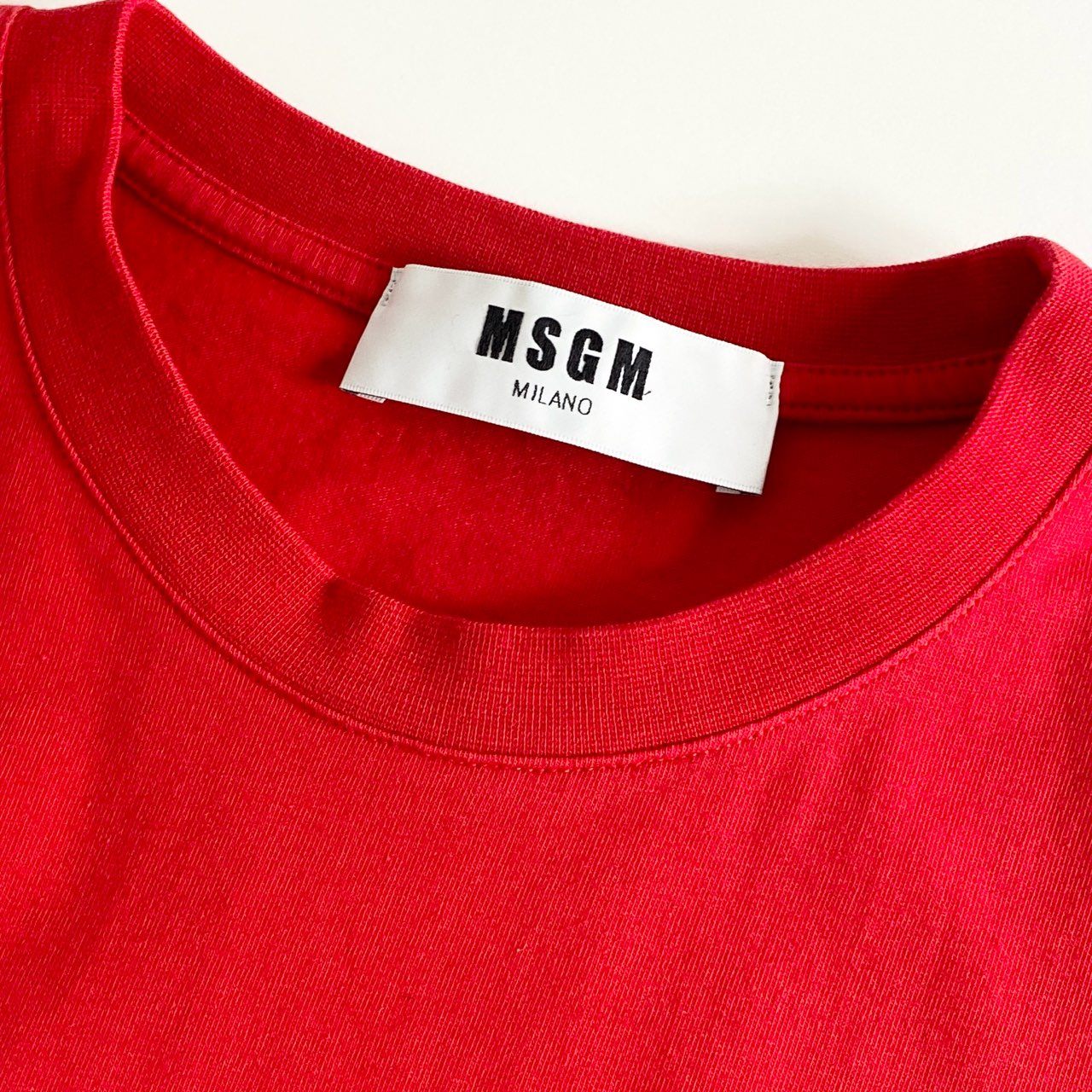 9b26 イタリア製 MSGM エムエスジィエム Tシャツ 半袖カットソー ロゴ プリント XS レッド コットン トップス メンズ