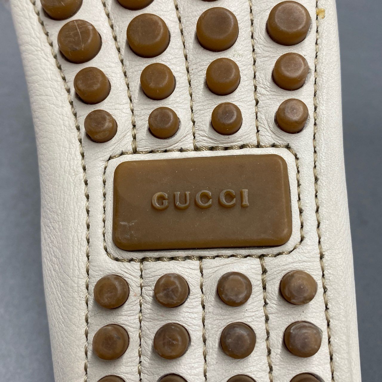 3c1 GUCCI グッチ イタリア製 タッセルローファー ドライビングシューズ スリッポン 36 クリーム ベージュ系 レザー MADE IN ITALY