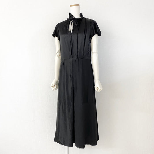 48a30 BALENCIAGA バレンシアガ シルクフリルドレス ワンピース ブラック SILK DRESS パーティ one piece