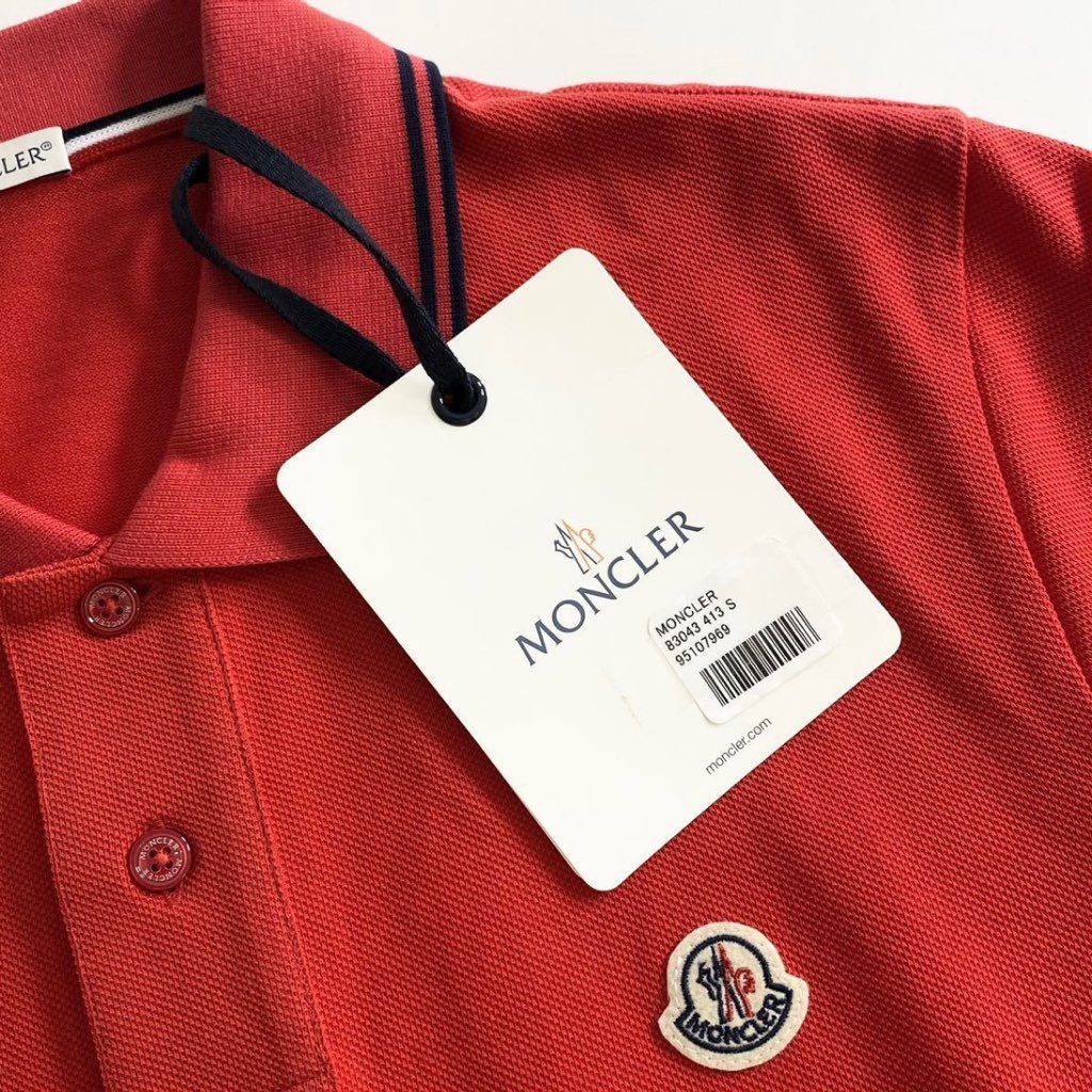 7e19-13 タグ付 MONCLER モンクレール ロゴワッペンポロシャツ サイズS レッド MAGLIA POLO MANICA C マリアポロマニカ メンズ 半袖 春夏