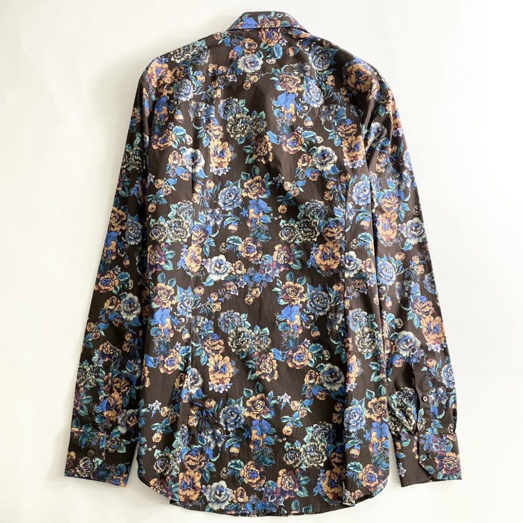 48j8 《未使用》ETRO エトロ フラワープリントシャツ 41 ブラウン メンズ 長袖 羽織 花柄 1flower print shirt イタリア製 タグ付き