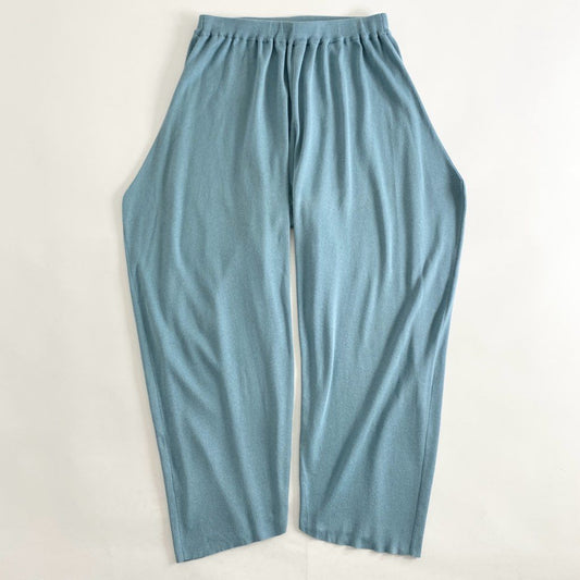 71c10 ISSEY MIYAKE イッセイミヤケ ニットワイドパンツ 2 ブルー シルク混 日本製 IM12KF754 Knit Wide Pants