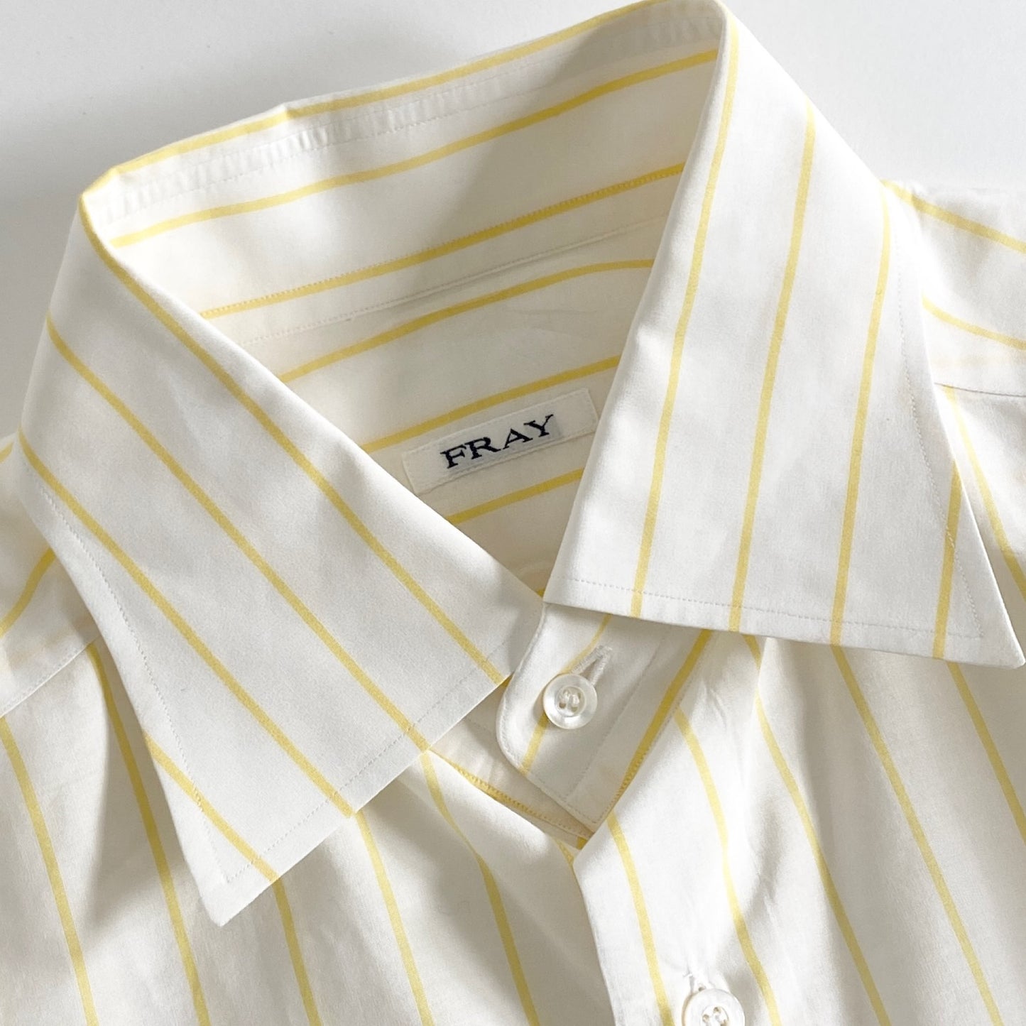 30a28 FRAY フライ ストライプシャツ 39 ホワイト イエロー イタリア製 STRIPE SHIRT コットン ドレスシャツ