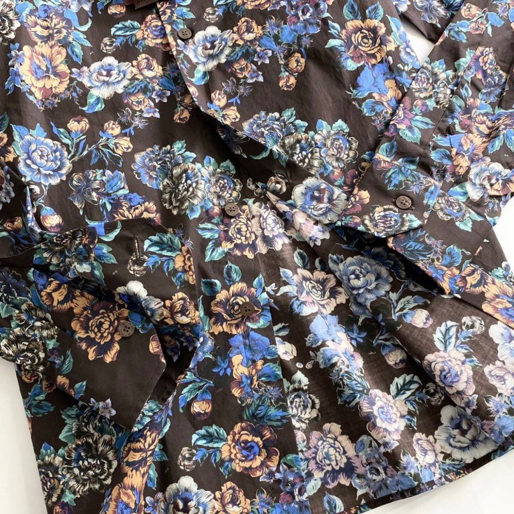 48j8 《未使用》ETRO エトロ フラワープリントシャツ 41 ブラウン メンズ 長袖 羽織 花柄 1flower print shirt イタリア製 タグ付き