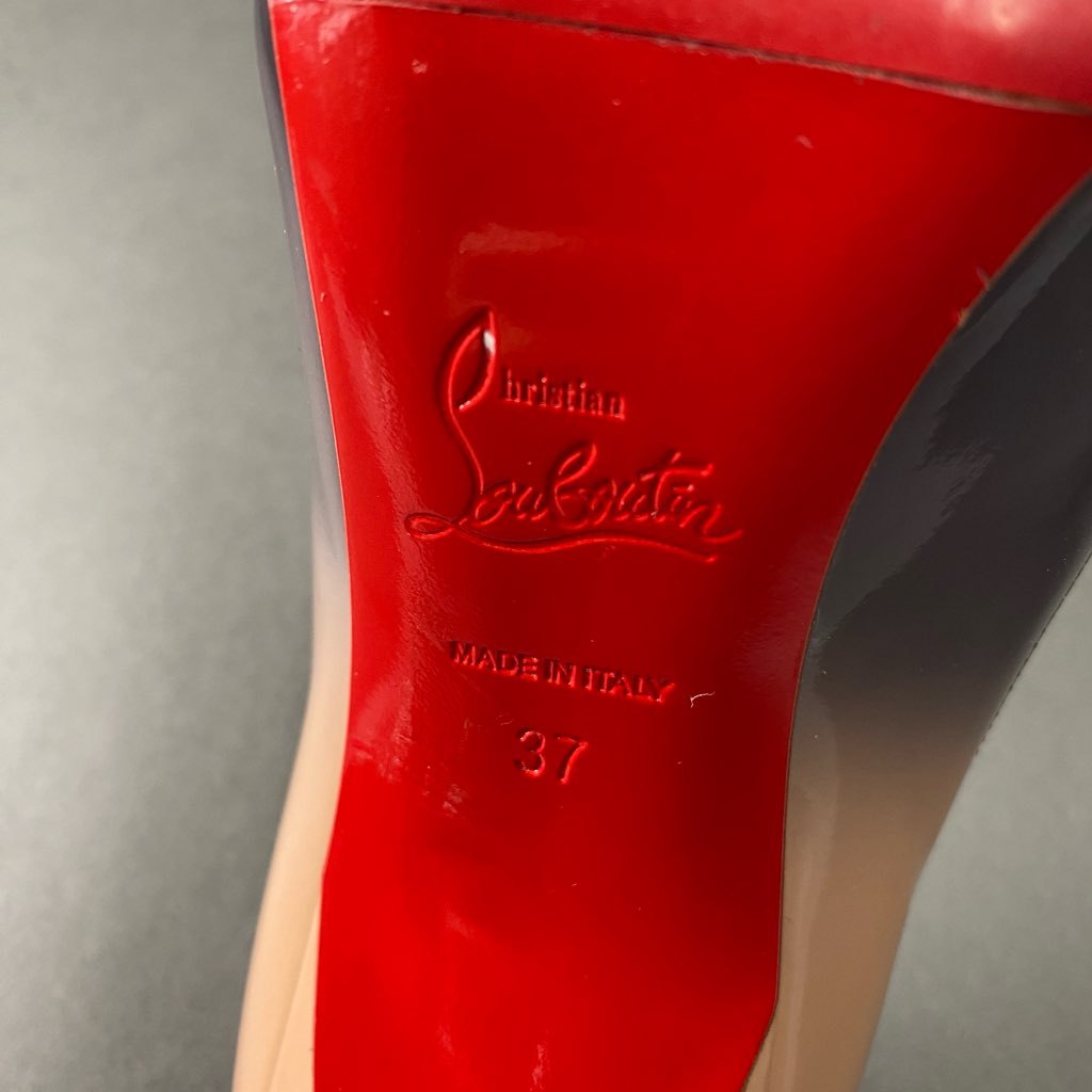 1b14 Christian Louboutin クリスチャンルブタン イタリア製 DECOLLETE 554 100 デコルテ 3150580 ヒールパンプス シューズ バイカラー 37 ブラック ベージュ パテントレザー