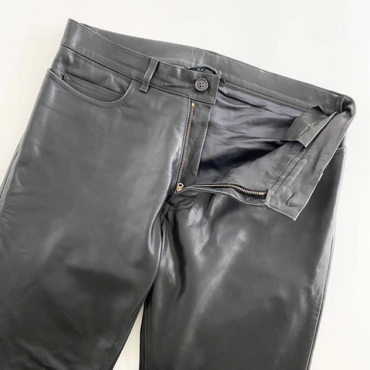 53i12 QUAI DE VALMY ケドゥヴァルミ クロコ切替 レザーパンツ サイズ42 ブラック メンズ 革パン ボトムス LEATHER PANTS フランス製