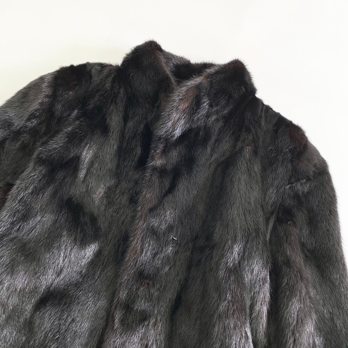 48L25《本毛皮》ミンクファー ミンクコート 毛皮コート ブラック M相当 MINK FUR レディース