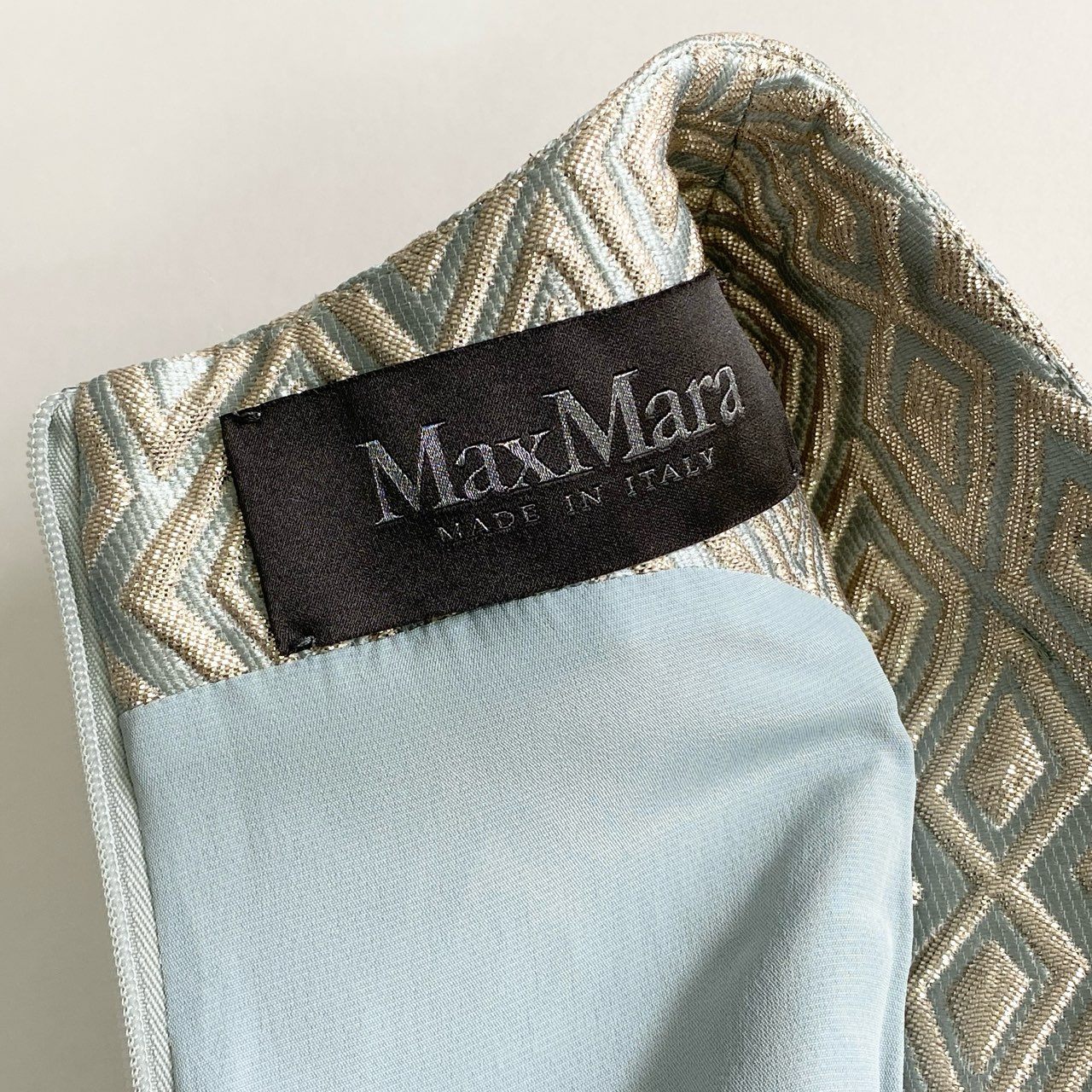 23c16 MAX MARA pianoforte マックスマーラ ピアノフォルテ イタリア製 82212477 ノースリーブワンピース ドレス DRESS ラメ 刺繍 総柄 38 ブルー ゴールド MADE IN ITALY