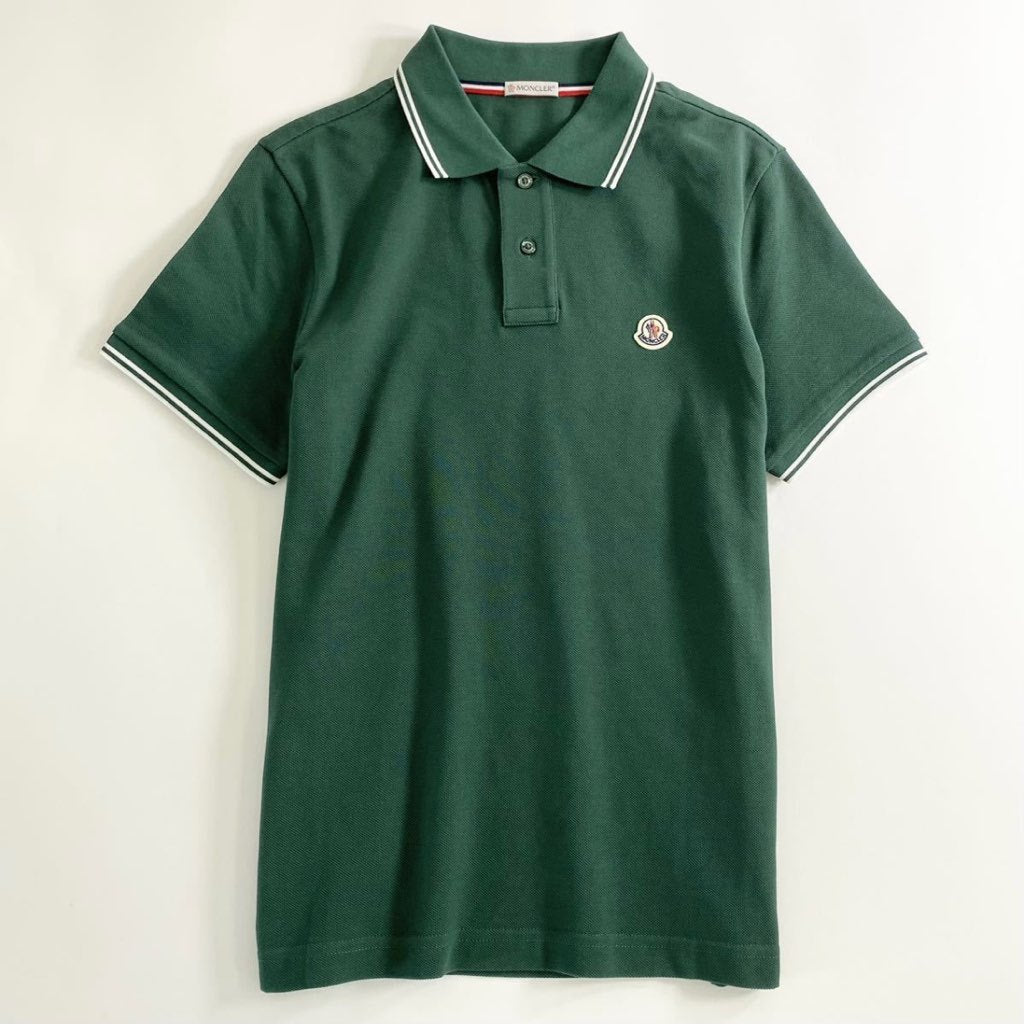 6e19-14 未使用タグ付☆MONCLER モンクレール ロゴワッペンポロシャツ サイズS グリーン MAGLIA POLO MANICA マリアポロマニカ メンズ