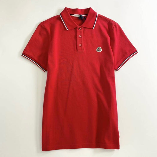 7e19-11 タグ付 MONCLER モンクレール ロゴワッペンポロシャツ サイズS レッド MAGLIA POLO MANICA C マリアポロマニカ メンズ 半袖 春夏