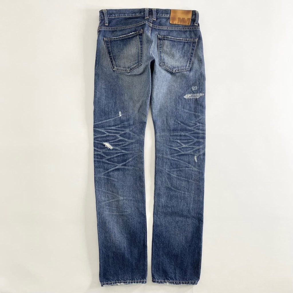 32h21 《美品》 TMT ティーエムティー ヴィンテージ加工デニムパンツ M インディゴ メンズ DENIM PANTS リペア ダメージ加工