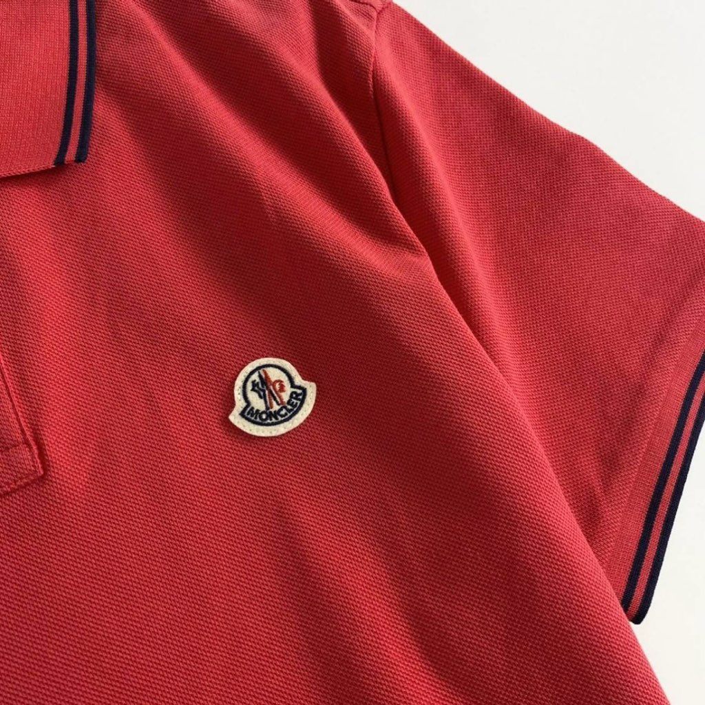 6e19-1 未使用タグ付☆MONCLER モンクレール ロゴワッペンポロシャツ サイズS レッド MAGLIA POLO MANICA C マリアポロマニカ メンズ