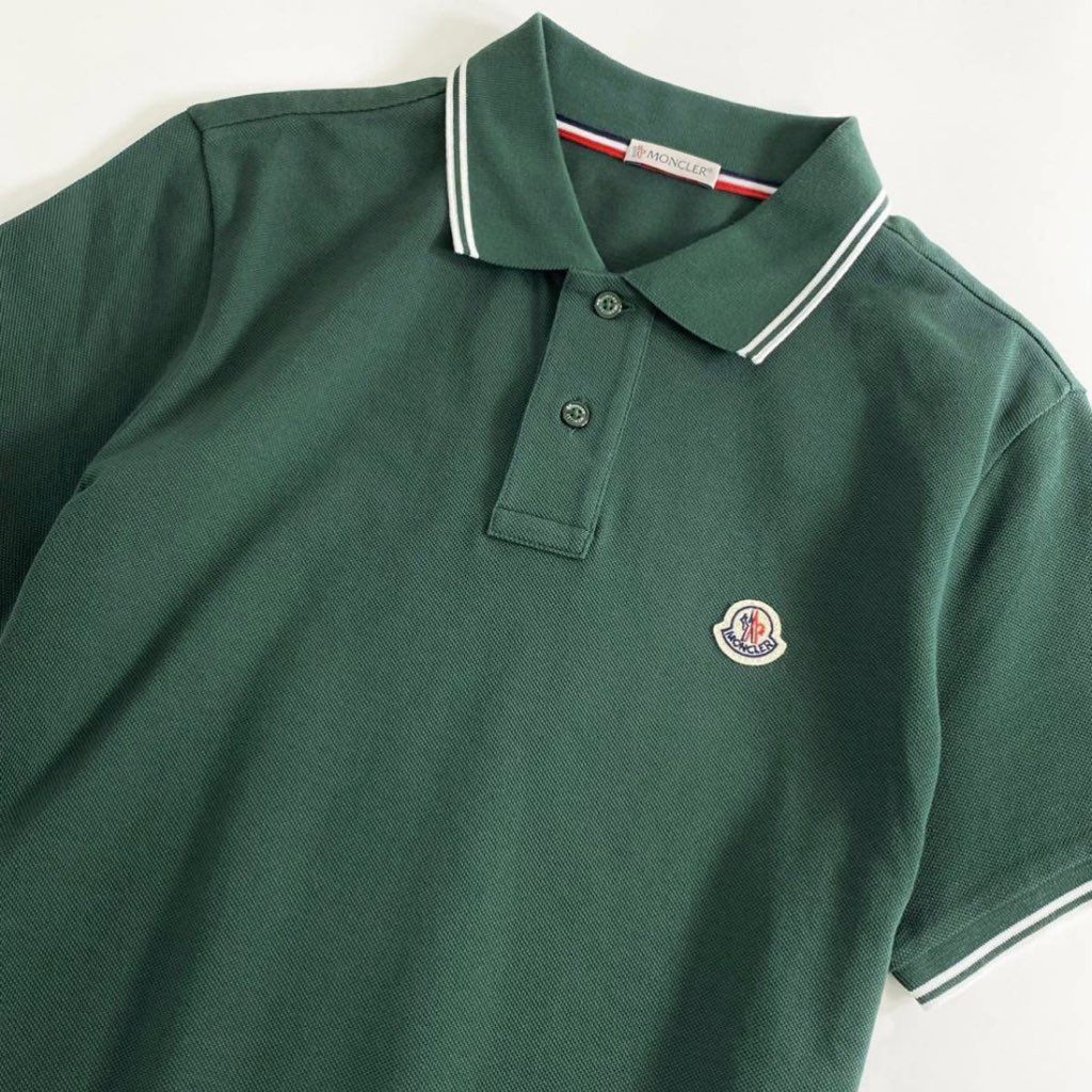 6e19-14 未使用タグ付☆MONCLER モンクレール ロゴワッペンポロシャツ サイズS グリーン MAGLIA POLO MANICA マリアポロマニカ メンズ