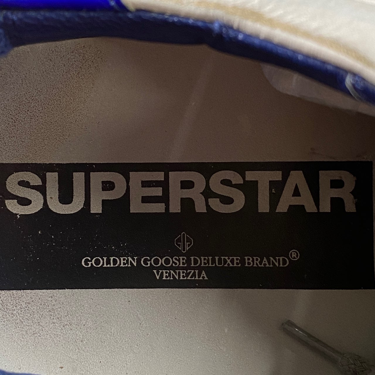 1L10 イタリア製 GOLDEN GOOSE ゴールデングース SUPERSTAR スーパースター ローカットスニーカー 43(27cm相当) ホワイト ブルー レザー スニーカー