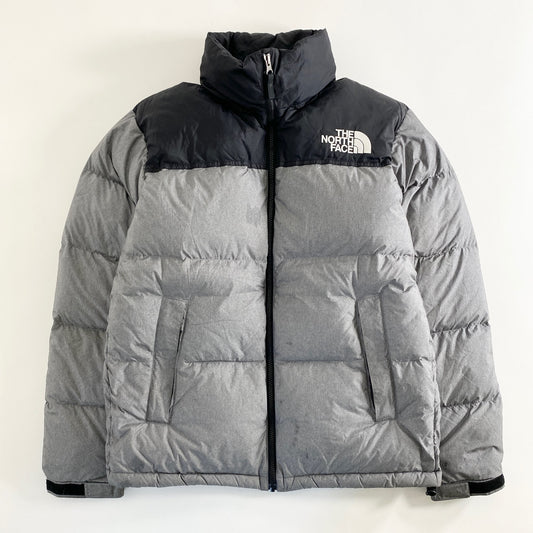 14a18 THE NORTH FACE ノースフェイス ダウンジャケット ダウン80％ ND91842 L グレー フード収納 トップス アウター 上着