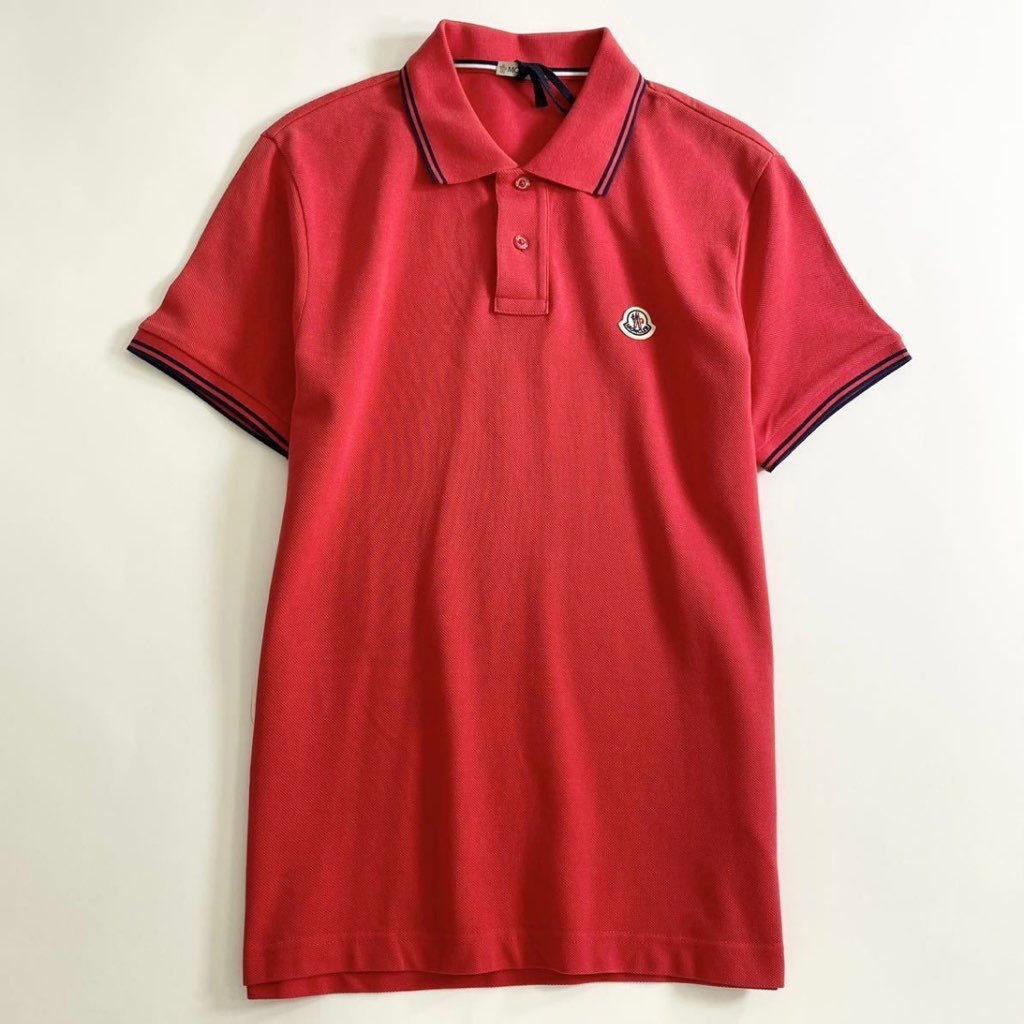 7e19-15 タグ付 MONCLER モンクレール ロゴワッペンポロシャツ サイズS レッド MAGLIA POLO MANICA C マリアポロマニカ メンズ 半袖 春夏