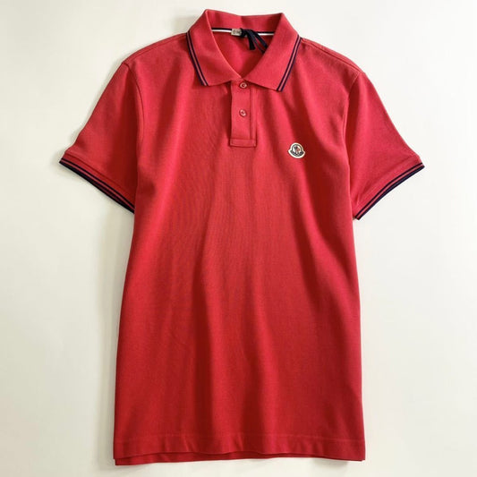 7e19-15 タグ付 MONCLER モンクレール ロゴワッペンポロシャツ サイズS レッド MAGLIA POLO MANICA C マリアポロマニカ メンズ 半袖 春夏