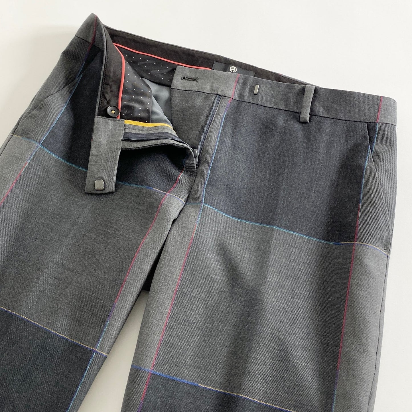 30a18 Paul Smith ポール・スミス ロングパンツ スラックス 40 グレー チェック スーツパンツ ウールパンツ