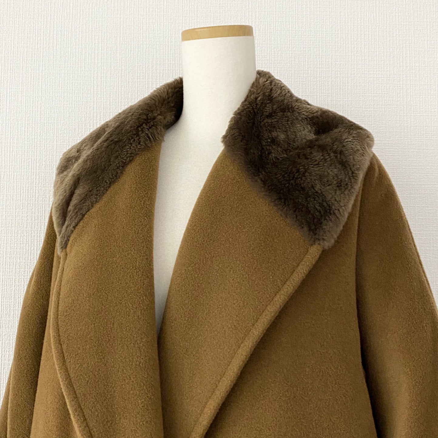 55k21《美品》Max Mara マックスマーラ カシミヤ混 ビッグカラーコート 42 キャメル アウター 羽織 上着