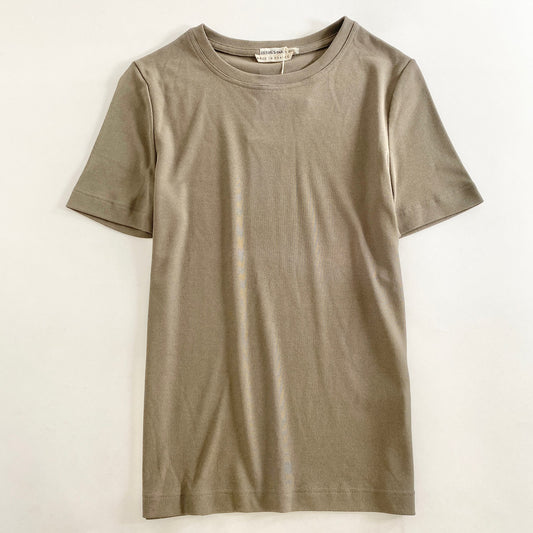 4L9《極美品》フランス製 HERMES エルメス ストレッチコットンTシャツ 34 カーキ カットソー TEE 半袖 タグ付き