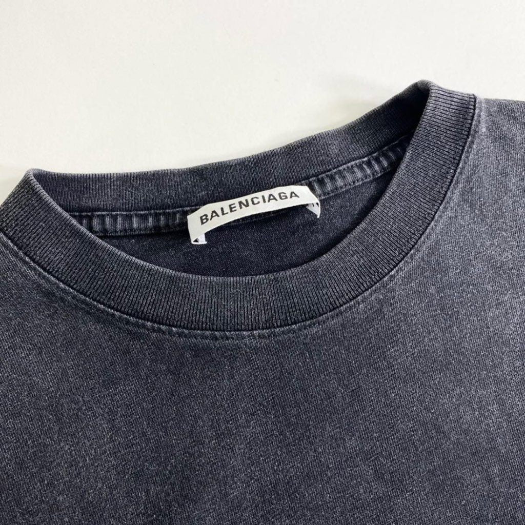 11i10 BALENCIAGA バレンシアガ ロゴプリントオーバーサイズTee S ブラック メンズ カットソー Tシャツ ビッグシルエット 半袖 春夏