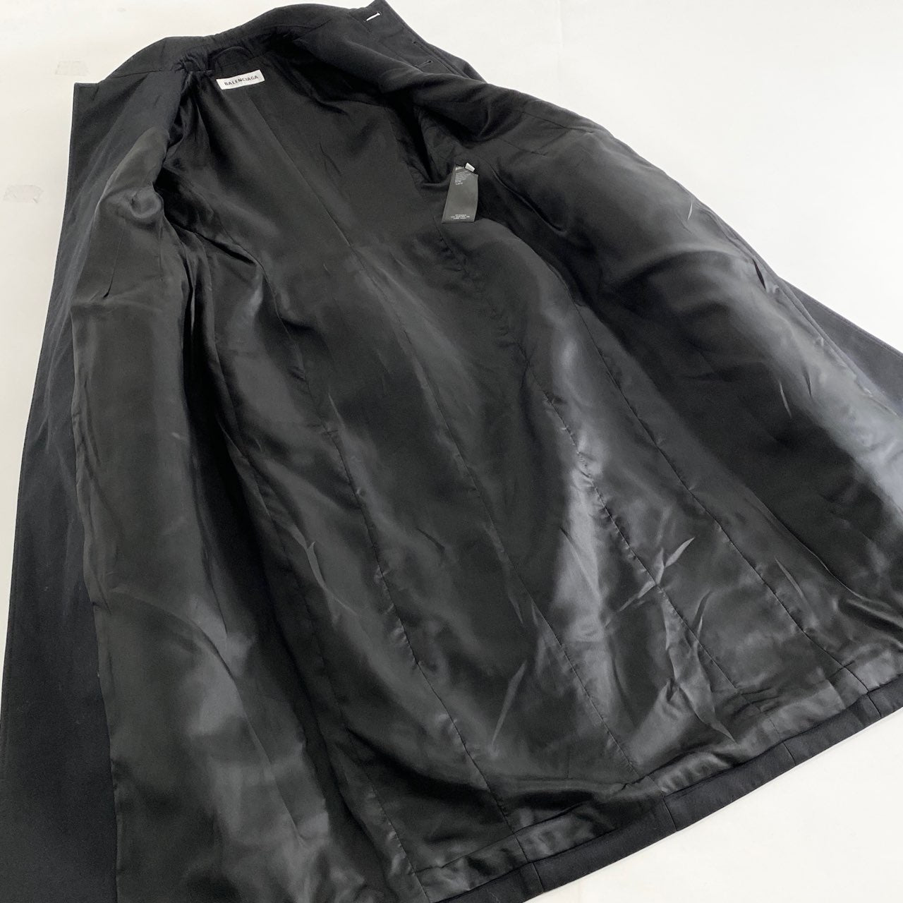 6L2《美品》イタリア製 BALENCIAGA バレンシアガ ステンカラーコート 36 ブラック アウター シングルトレンチ