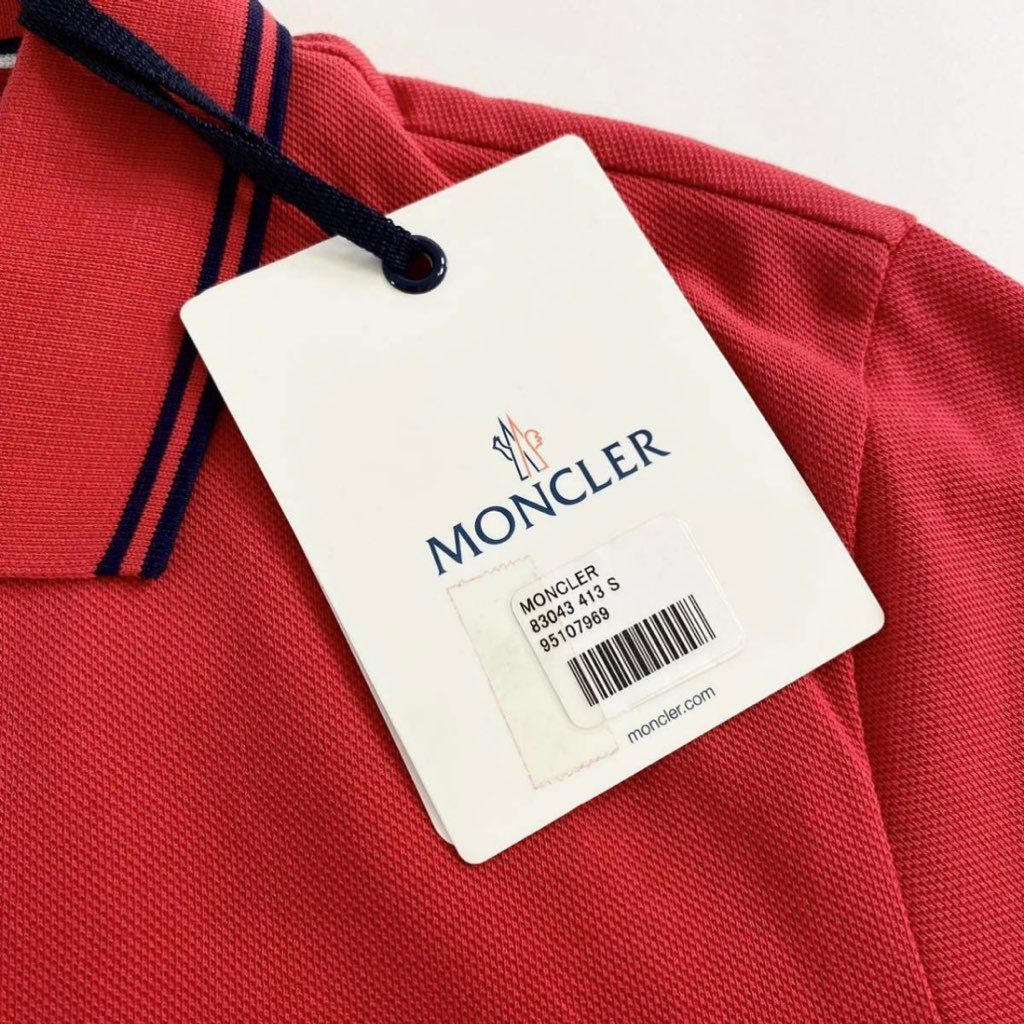 6e19-5 未使用タグ付☆MONCLER モンクレール ロゴワッペンポロシャツ サイズS レッド MAGLIA POLO MANICA C マリアポロマニカ メンズ