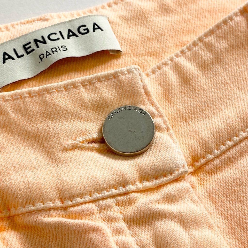 17c2 《美品》 BALENCIAGA バレンシアガ SLIM SKINNY PANTS スリム スキニーパンツ 36 ピンク ストレッチ 伸縮性◎ 裾ジップ