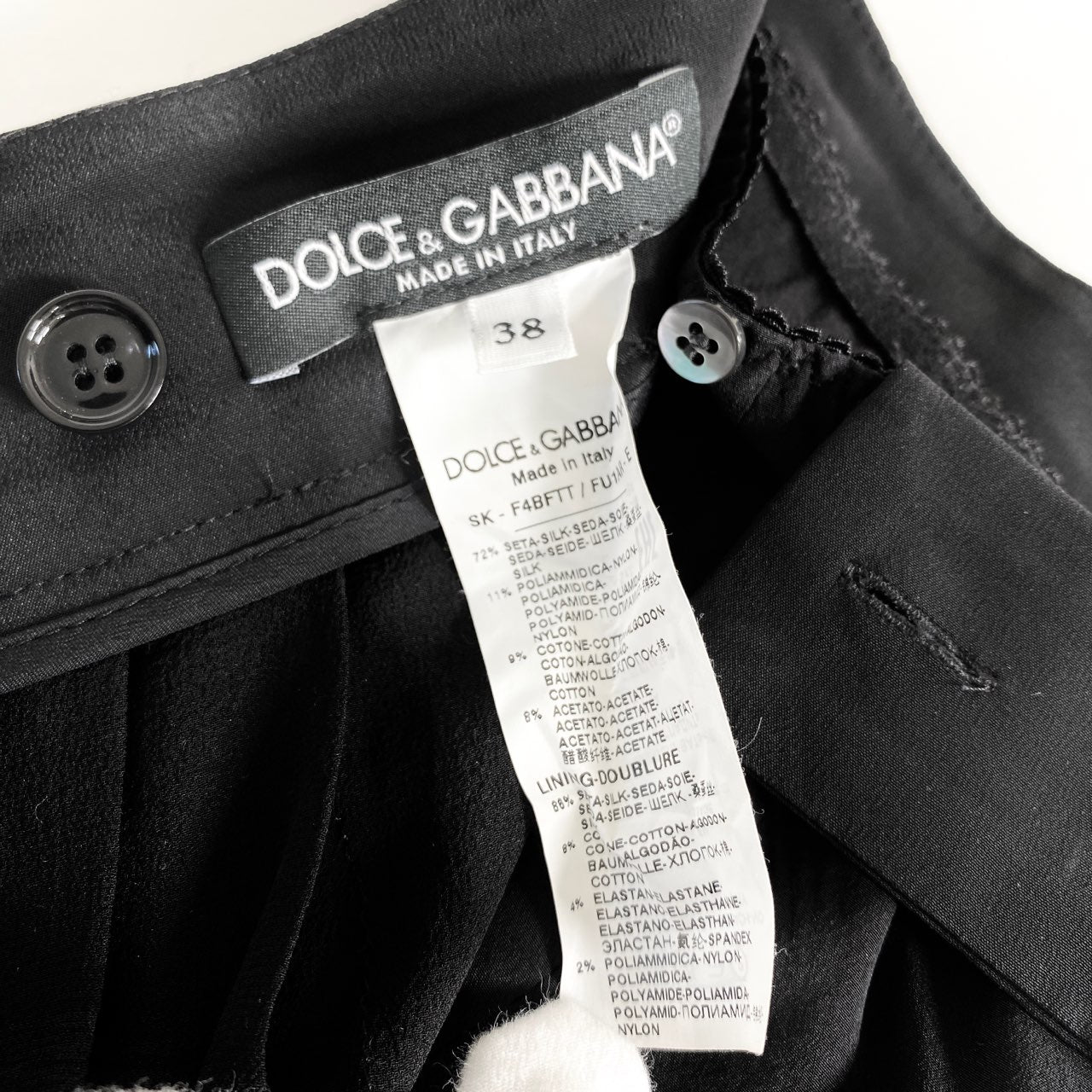 22a29 DOLCE&GABBANA ドルチェアンドガッバーナ イタリア製 F4BFTT/FU1AR プリーツ レーススカート ミモレ丈 38 ブラック シルク MADE IN ITALY