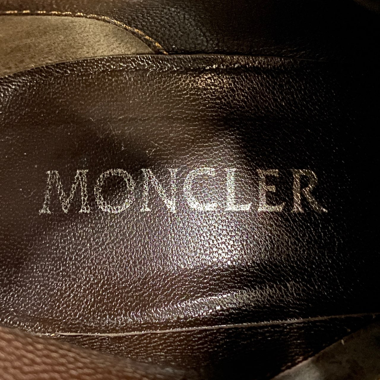 1L26 MONCLER モンクレール スウェード ロングブーツ 38 ブラウン レザー シューズ ダウン サイドジップ