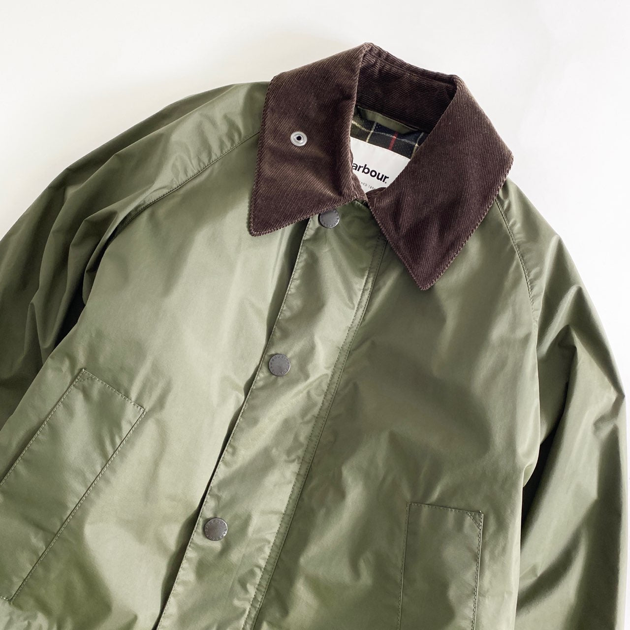 33L7《美品》Barbour バブアー BEDALE ビデイル ナイロンジャケット S カーキ 羽織 上着 カバーオール