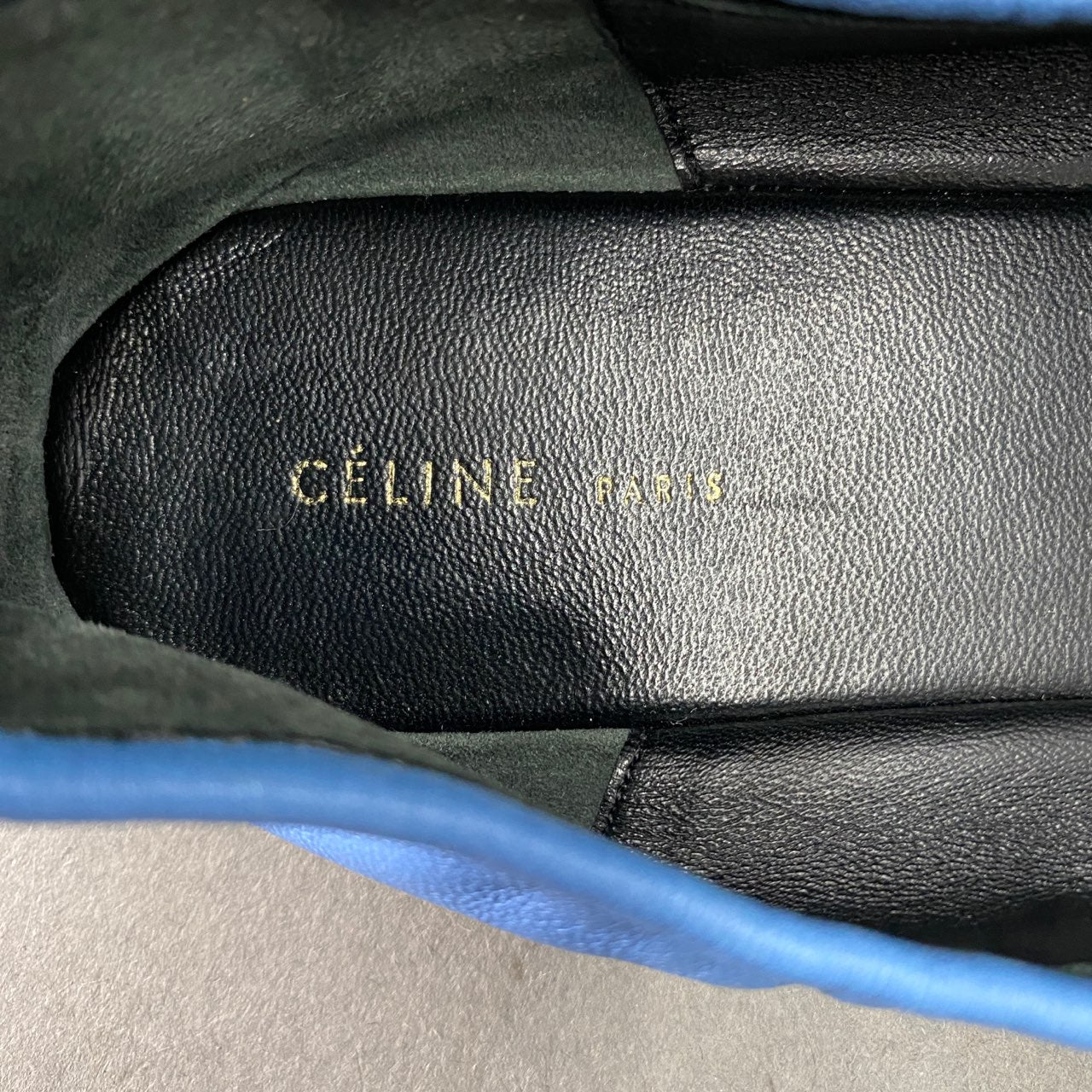 1L5CELINE セリーヌ 35(22cm相当) レザー フィービー期 ソフトバレリーナ バレエシューズ ライトブルー レディース