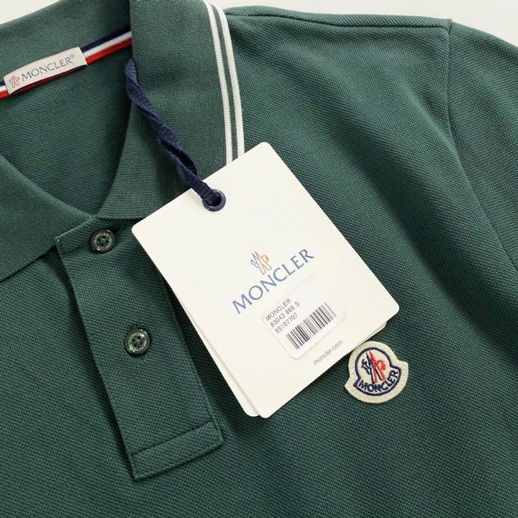 7e19-12 タグ付 MONCLER モンクレール ロゴワッペンポロシャツ サイズS グリーン MAGLIA POLO MANICA マリアポロマニカ メンズ 半袖 春夏