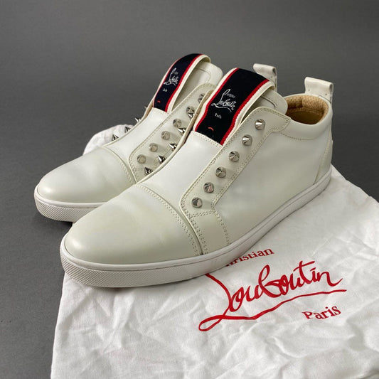 6c8 Christian Louboutin クリスチャンルブタン イタリア製 F.a.v Fique A Vontade スタッズ ローカットスニーカー シューズ 43 1/2 ホワイト レザー MADE IN ITALY