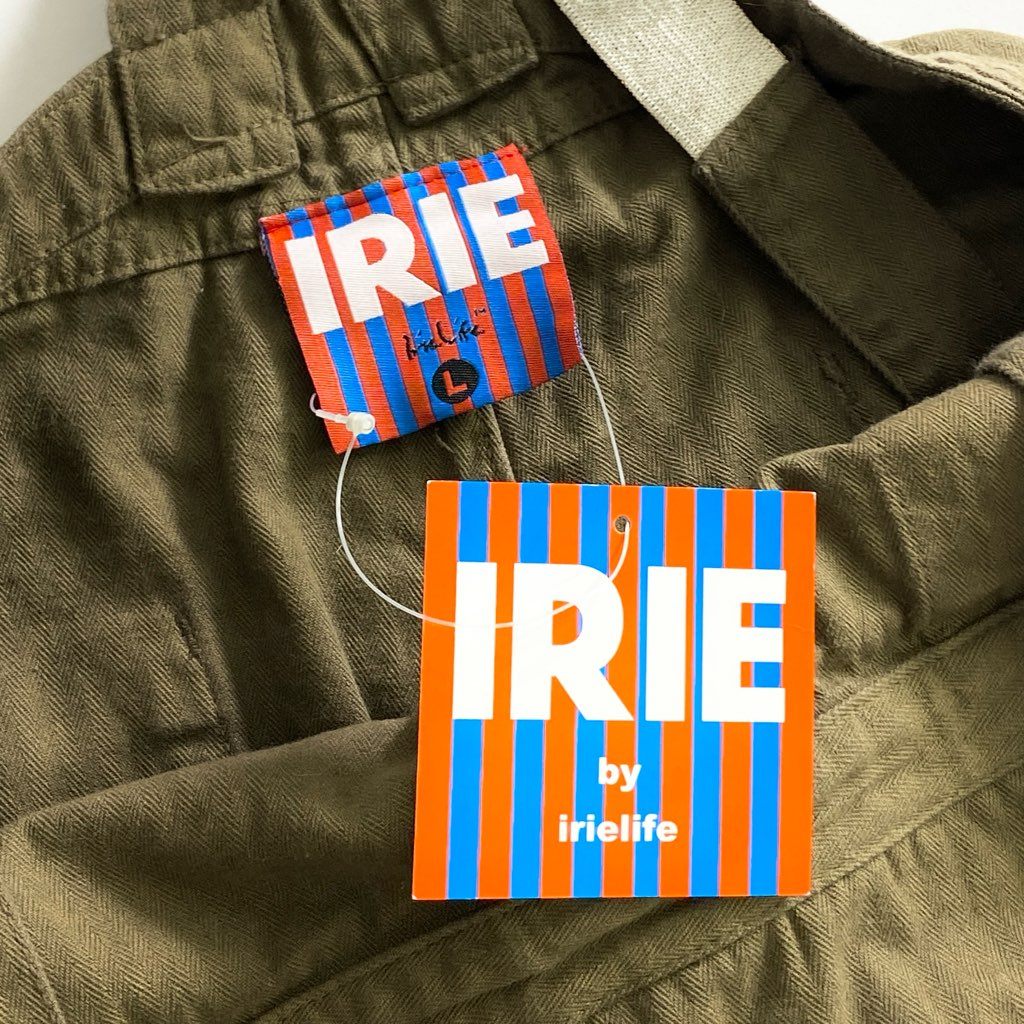 51b25 《未使用》 タグ付 IRIE by irielife アイリーライフ オーバーオール L カーキ サロペット つなぎ ヘリンボーン