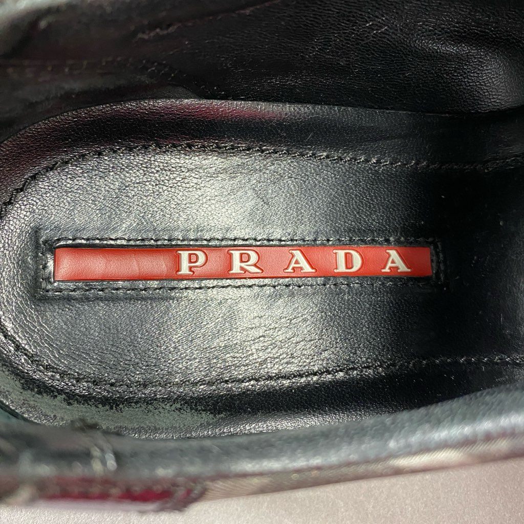 3b29 PRADA プラダ カモフラージュ ローカット スニーカー 40 ブラック カーキ 迷彩 シューズ カモフラ