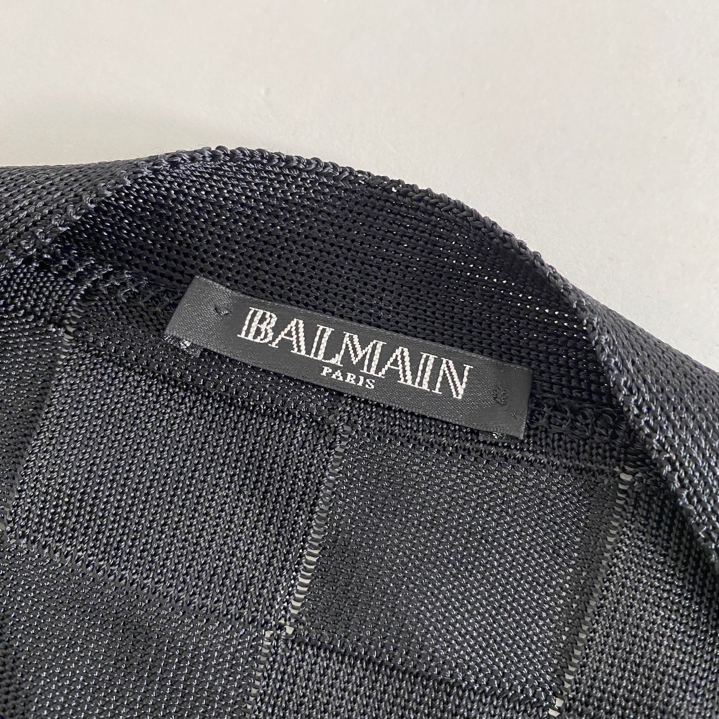 45L2《美品》BALMAIN バルマン イントレチャートガウンコート 34 ブラック ロングカーディガン 羽織 上着