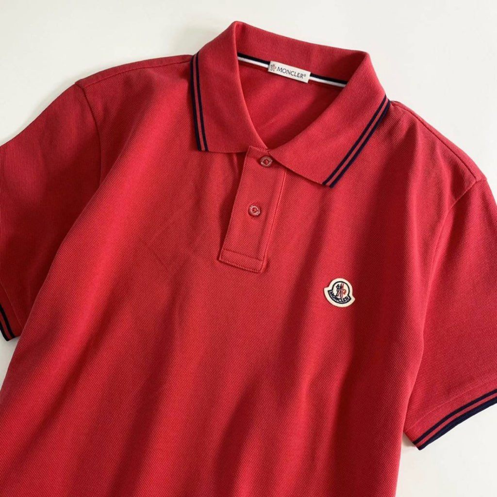 6e19-16 未使用 タグ付☆MONCLER モンクレール ロゴワッペンポロシャツ サイズS レッド  MAGLIA POLO MANICA C マリアポロマニカ メンズ