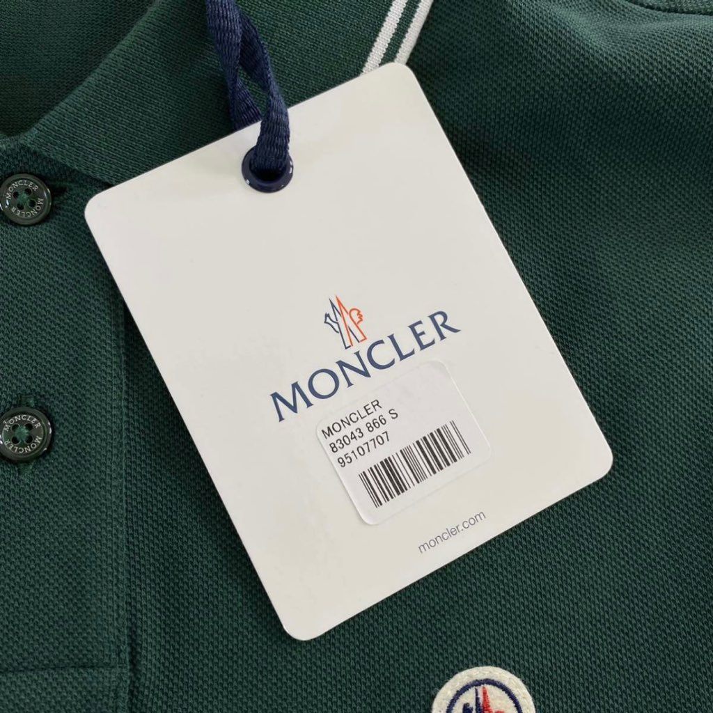 6e19-14 未使用タグ付☆MONCLER モンクレール ロゴワッペンポロシャツ サイズS グリーン MAGLIA POLO MANICA マリアポロマニカ メンズ