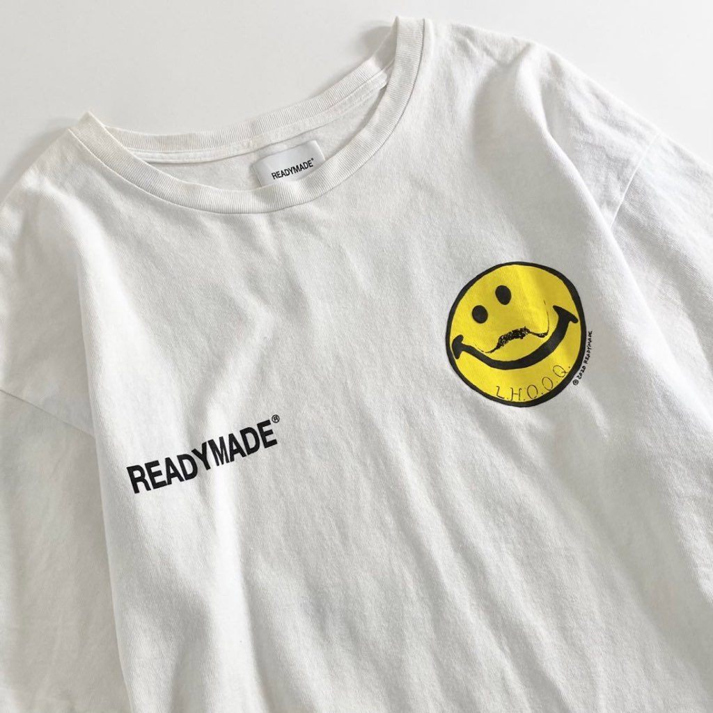 9h21 大きいサイズ READYMADE レディメイド プリントＴシャツ サイズXL ホワイト メンズ 半袖 カットソー tee インナー 春夏 L.H.O.O.Q.