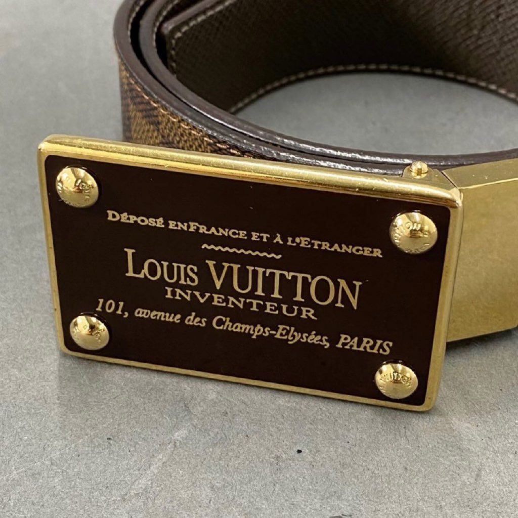 g6 《美品》 LOUIS VUITTON ルイヴィトン サンチュール・アンヴァントゥール ダミエ・エベヌ M9677 レザーベルト 85/34 メンズ 男性用 正規品